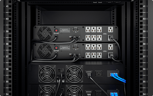 CP1500PFCRM2U rear view in rack
